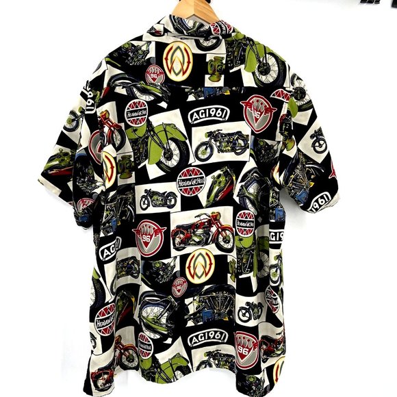 Mens Size 4X Button Up Shirt Motorcycle Short Sleeve Box Office Island *READ - Picture 2 of 7